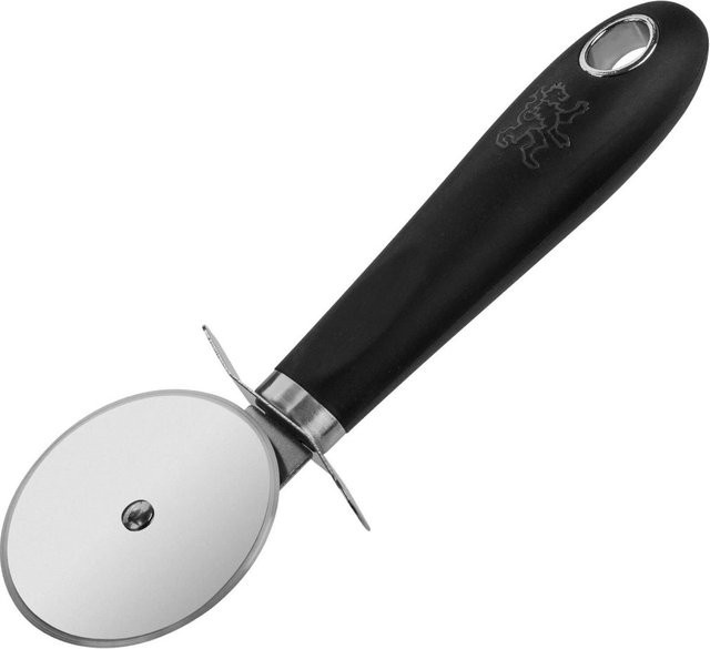 Stanley Rogers Pizzaschneider Pride aus Edelstahl in Schwarz und Silber mit Fingerguard, Durchmesser: 18 cm - Bild 1