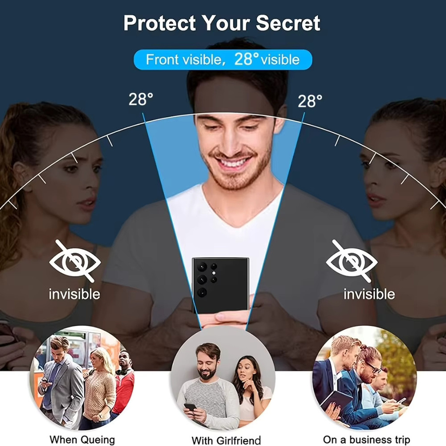 NNBILI 3-teiliges Panzerglas-Set für Samsung Galaxy S26 Ultra und S26-Serie mit Fingerabdruck-Entsperrung und Datenschutzschutz - Bild 3