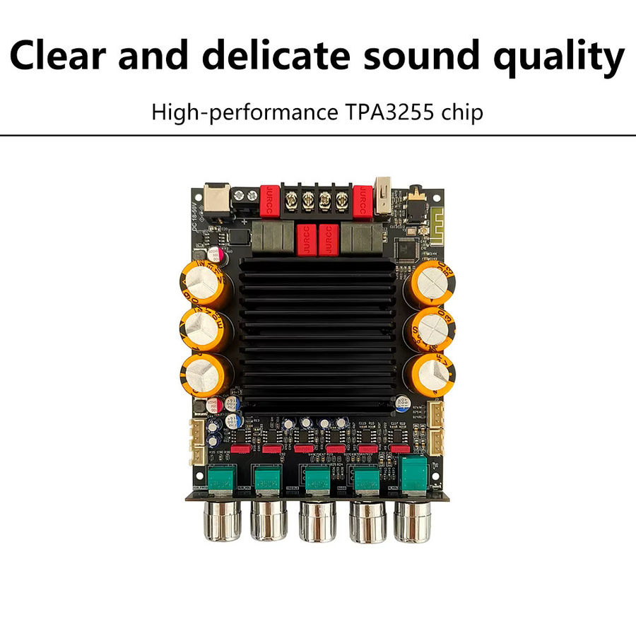 CUGUU ZK-SUB600 Bluetooth-Verstärkerplatine mit Subwoofer-Erweiterung, 2.1 Kanal, TPA3255-Chip, Schwarz - Bild 4