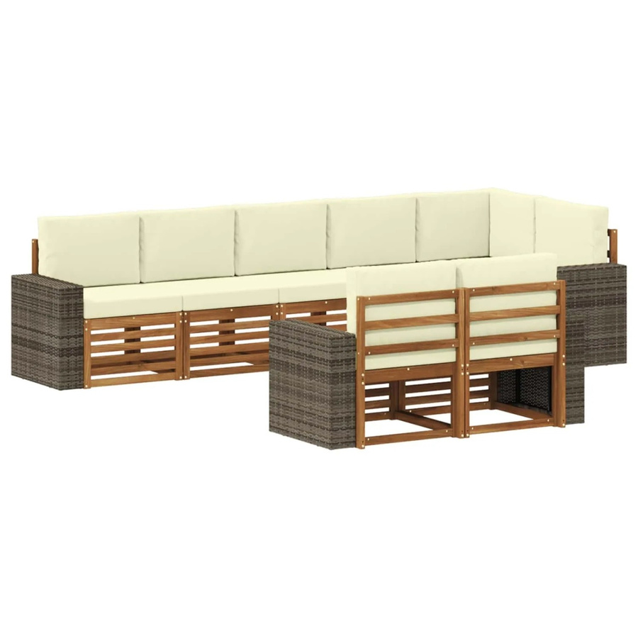 vidaXL Sofagarnitur aus Massivholz Akazie in Beige mit Latten-Design und Armlehnen - Bild 2