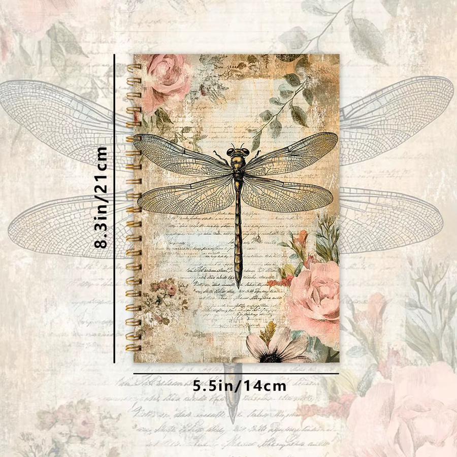 Vintage Dragonfly Notizbuch mit linierten Seiten in Multicolour für Damen und Herren - Bild 2
