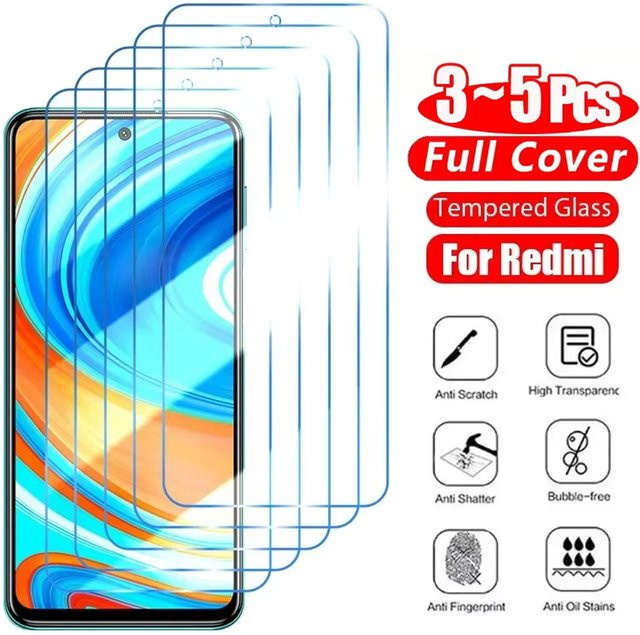Set aus 3 bis 5 gehärteten Glas Displayschutzfolien für Xiaomi Redmi Note 15 14 14C 15R 14T K70 13 14 Pro 5G in Transparent mit voller Abdeckung und HD-Qualität - Bild 1