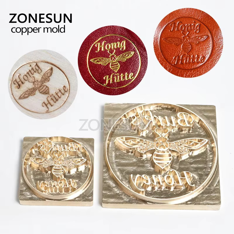 ZONESUN Personalisierter Messingstempel mit Logo für Holz und Leder in Gold - Bild 2