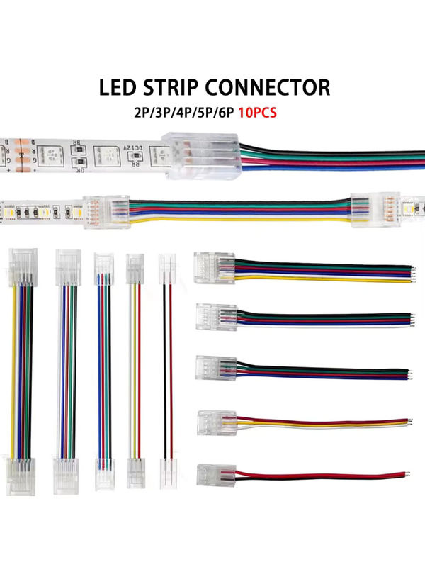 YSRSAI 10er Set LED Streifen Schnellanschlüsse für 2/3/4/5/6 Pin SMD LED Leisten, transparente Kunststoff-Verbindungsteile für 8mm, 10mm und 12mm Breite - Bild 5