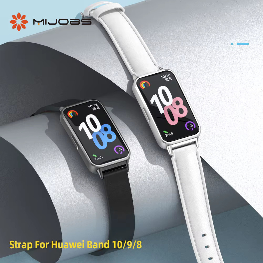 MIJOBS Ersatzarmband aus weichem Leder für Huawei Band 11, 10, 9 und 8 in Schwarz - Bild 2