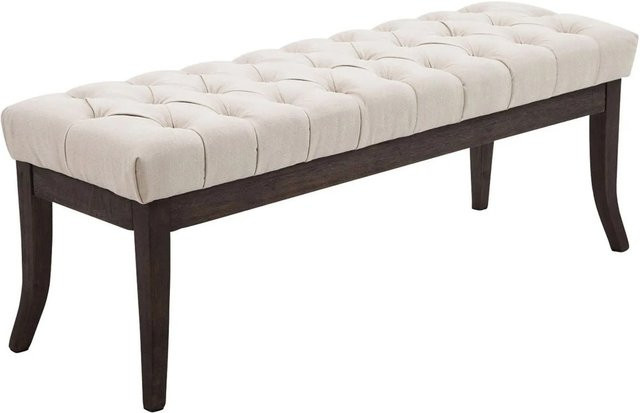 DELUKE Sitzbank CANNES Polsterbank im Chesterfield-Design, Farbe Creme/Dunkelbraun, B/T/H: 120 x 38 x 46 cm - Bild 1