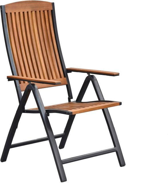 Merxx Klappstuhl Athos aus Aluminium und Holz mit Armlehnen in Natur-Grau - Bild 1