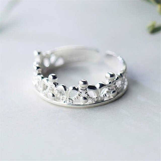 YIRAN Jewelry Öffnungsring 925 Silber, Krone, Damen, Ringgröße 44 - Bild 1