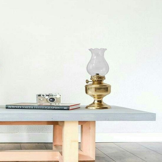 Vintage Ölkamin-Tischlampe von Königliches Handwerk mit transparentem Glasschirm und Messingsockel in Gold/Brass - Bild 4