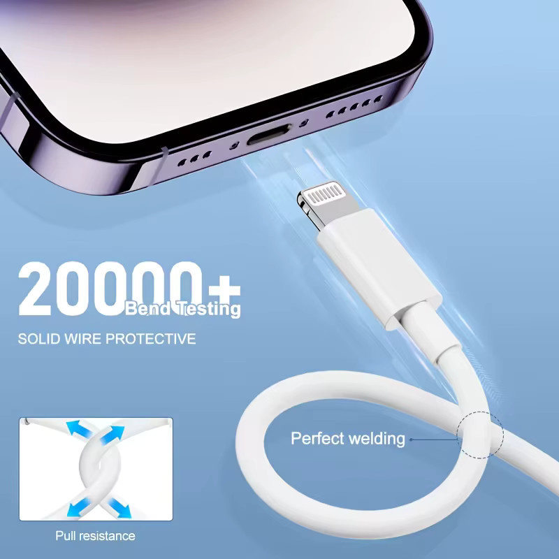 KADIXI MFi-zertifiziertes USB-C auf Lightning Schnellladekabel Set in Weiß für iOS Geräte wie iPhone 14, 13, 12, 11 Pro Max, Mini, Plus und XR - Bild 2