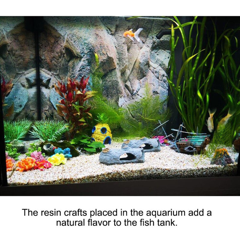 Homelive04 Aquarium Dekoration aus Kunstharz als hohler Baumstamm in Grau und Braun - Bild 2