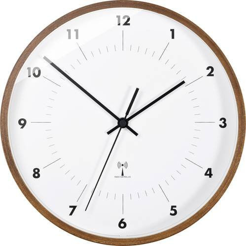 TFA Dostmann Funk Wanduhr 98.1097 Modern Holz Weiß B: 25,5 cm, T: 5 cm - Bild 1