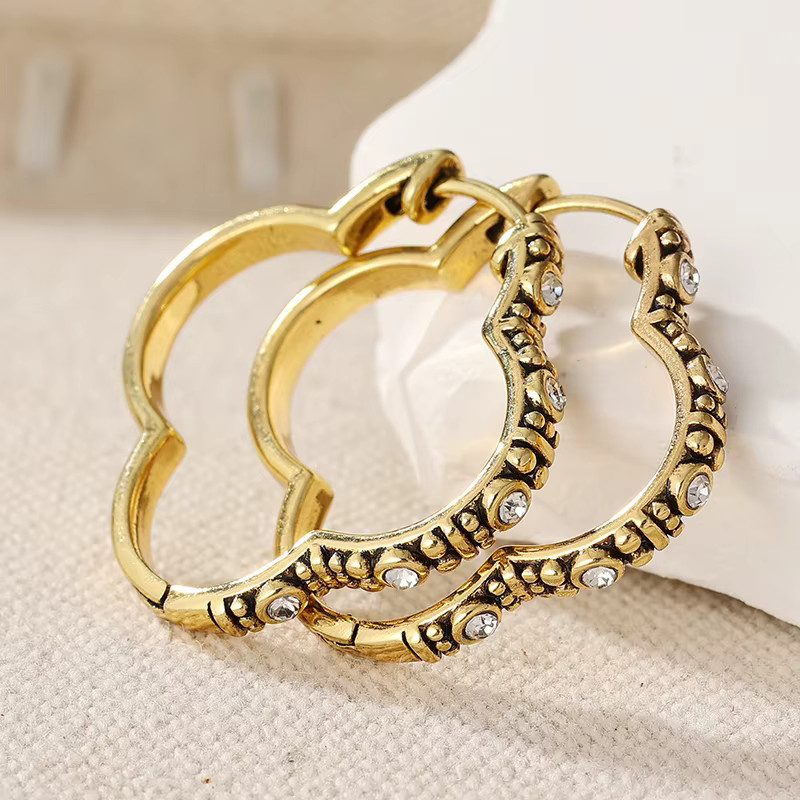 Futz Ohrringe, Goldfarben, Zirkonia, Vintage, Damen - Bild 4