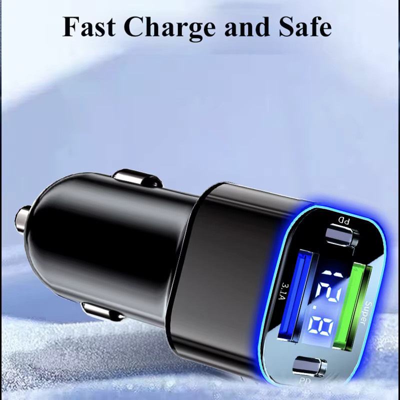 EDEBA 4 in 1 USB C Auto Ladegerät mit Dual PD Super Schnellladeadapter in Schwarz - Bild 4