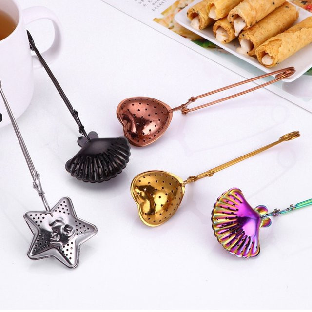 Edelstahl Tee-Infuser mit feinem Mesh in Stern, Herz oder Muschel Form, Farbe Silber - Bild 1