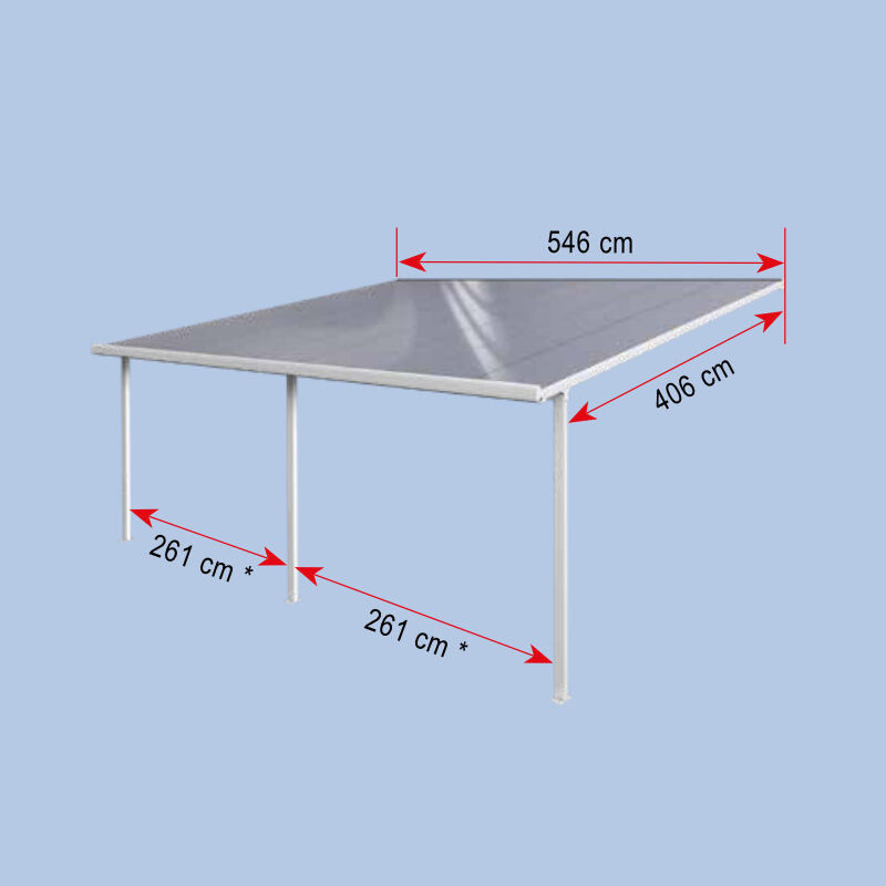 Scobalit Terrassendachbausatz aus Aluminium mit Polycarbonat-Dachplatten und Regenrinne, Anthrazit oder Weiß, B: 546 cm, L: 406 cm, H: 261 cm - Bild 1
