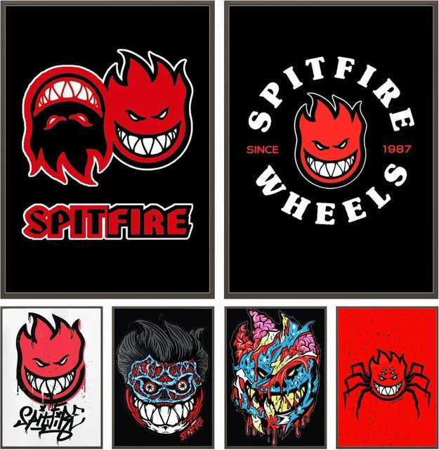 Spitfire Skateboard Poster Black2, selbstklebende HD-Wandkunst, Breite: 15 cm, Höhe: 20 cm - Bild 1