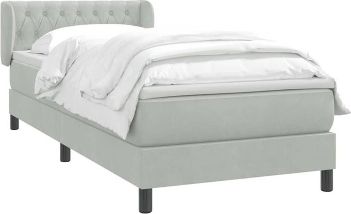 vidaxl Boxspringbett mit Matratze aus Samt in Grau, B/L: 80 x 210 cm - Bild 1