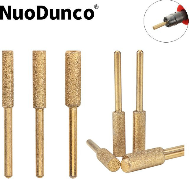 SI FANG 10-teiliges diamantbeschichtetes zylindrisches Grat-Set in Gold für Metall und Holz, Kettenschleifer-Zubehör zum Schärfen und Gravieren, Durchmesser: 4 mm bis 5,5 mm - Bild 1