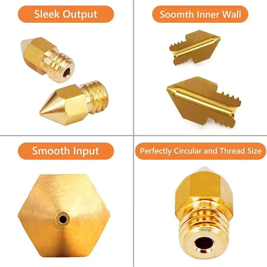 Creality Messingdüsen für FDM 3D-Drucker in den Größen 0,2 mm, 0,4 mm, 0,6 mm, 0,8 mm und 1,0 mm, Farbe Gold, passend für Ender 3, Ender 3 V2, Ender 3 Pro, Ender 3 Max, Ender 5 und CR10 Serie - Bild 2