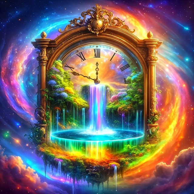 EverShine DIY Diamantmalerei Uhr mit Wasserfall Landschaft Motiv, 5D Vollplatz-Rundmosaik in Multicolour, Durchmesser: 20 cm - Bild 1