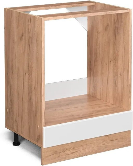 Vicco Herdumbauschrank R-Line in Weiß Hochglanz und Goldkraft Eiche, Breite: 60 cm - Bild 1