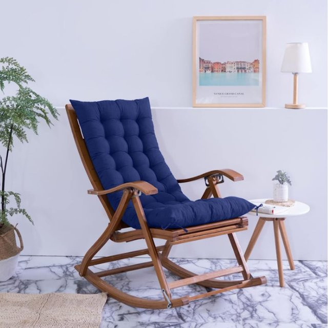 Inyahome Tatami-Kissen aus verdicktem Samt für Liegestühle und Schaukelstühle, rechteckig, Blau, Rot, Grau - Bild 1