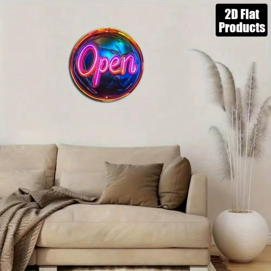 CIFBUY Aluminium-Wandkunst Rund, Modernes Metallschild in Multicolour mit Fernbedienung, Abstraktes Design für Zuhause, Bar oder Café - Bild 2