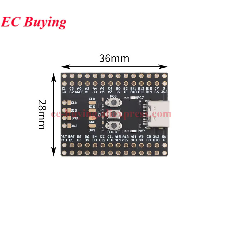 EC Buying Mini ARM Core Entwicklungsboard STM32F103C6T6 STM32F103C8T6 CH32V103C8T6 STM32F103RCT6 STM32F401RCT6 STM32F401RET6 mit CH340 in Schwarz - Bild 3