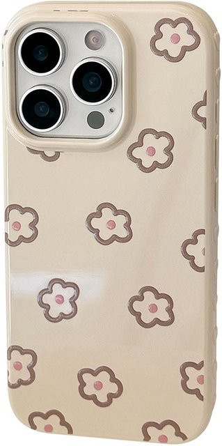 ASONPAI Handyhülle mit Blumen und Sternen für iPhone 13 14 15 16 17 Pro Max, Stoßfeste Schutzhülle in Grau - Bild 1