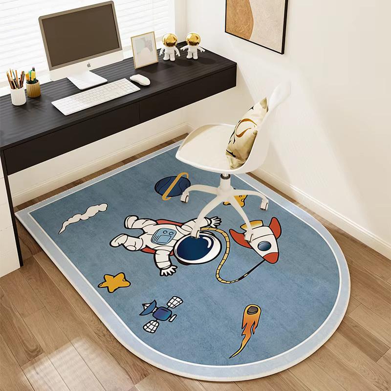 VIKAMA Bodenschutzmatte für Bürostühle und Gaming-Stühle mit Kinder-Motiv in Blau, Oval, Durchmesser: 60 cm - Bild 1