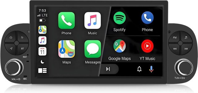 Junsun Autoradio für FIAT Panda 169 (2003-2012) in Schwarz mit Bluetooth, GPS, Wi-Fi und Cellular-Funktion - Bild 1