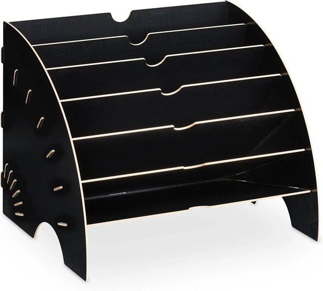 Relaxdays Dokumentenablage aus MDF mit 6 Fächern für A4, Schwarz, B: 27 cm, T: 34 cm, H: 27 cm - Bild 1