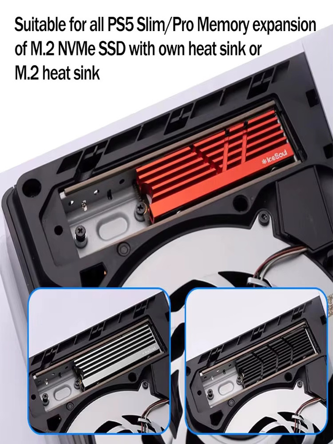 TECTINTER Kühlkörper-Staubschutz für PS5 Slim und PS5 Pro in Schwarz mit M.2 SSD-Verlängerungssteckplatz und atmungsaktivem Metall-Wärmegehäuse - Bild 6