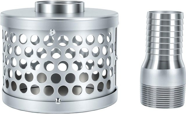 Igeteck Saug-Siebkorb mit Rundloch aus verzinktem Kohlenstoffstahl in Silber für Schlauchanschluss - Bild 1
