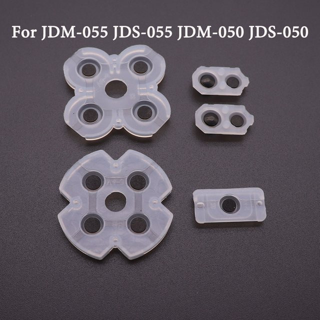 TingDong 5er Set Silikon leitfähige Gummi Pads für PS4 Controller Reparatur JDM 055 JDS 055 JDM 050 Transparent - Bild 1