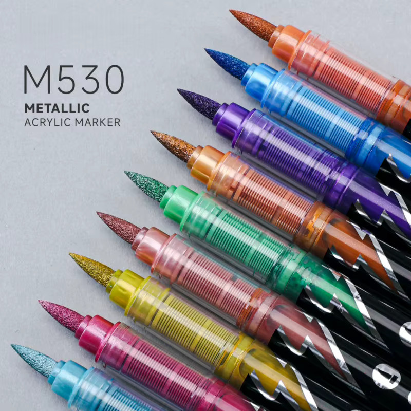 Kolorowys Acryl-Metallic-Marker Set mit 48 Farben und weichen Pinseln, Glitzer-Farbstifte in Multicolour für schwarzes Papier und Steine - Bild 4