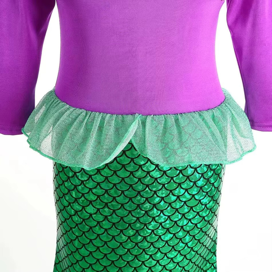 Disney Ariel Meerjungfrau-Prinzessin Cosplay-Kostüm, mit langen Ärmeln und Zubehör - Bild 3