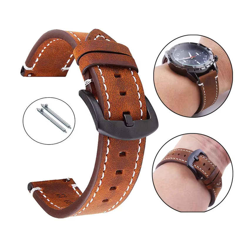 TINUORA Uhrenarmband Leder, Vintage, Unisex - Bild 6