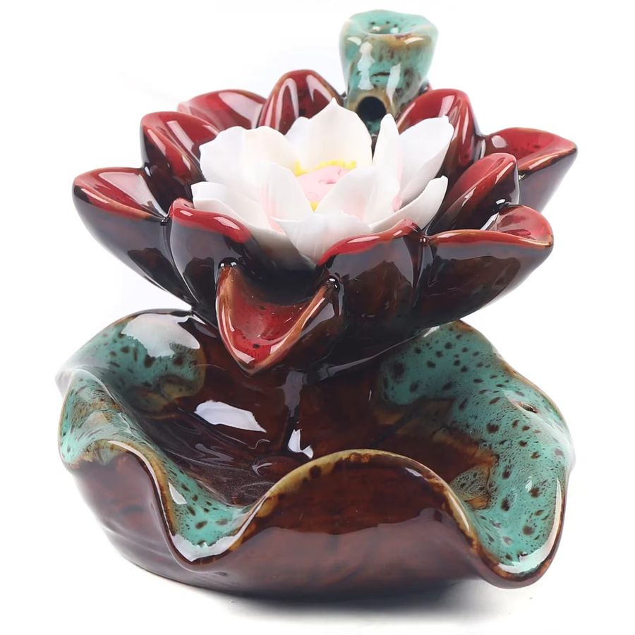 Bymaocar Lotus Backflow Räuchergefäß Wasserfall aus Keramik in Braun zur Aromatherapie - Bild 4