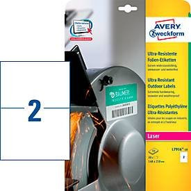Avery Zweckform Folien-Etiketten L7916-10, Weiß, Polyethylen, für Laserdrucker, 20 Stück, Breite: 21,0 cm, Höhe: 14,8 cm - Bild 2