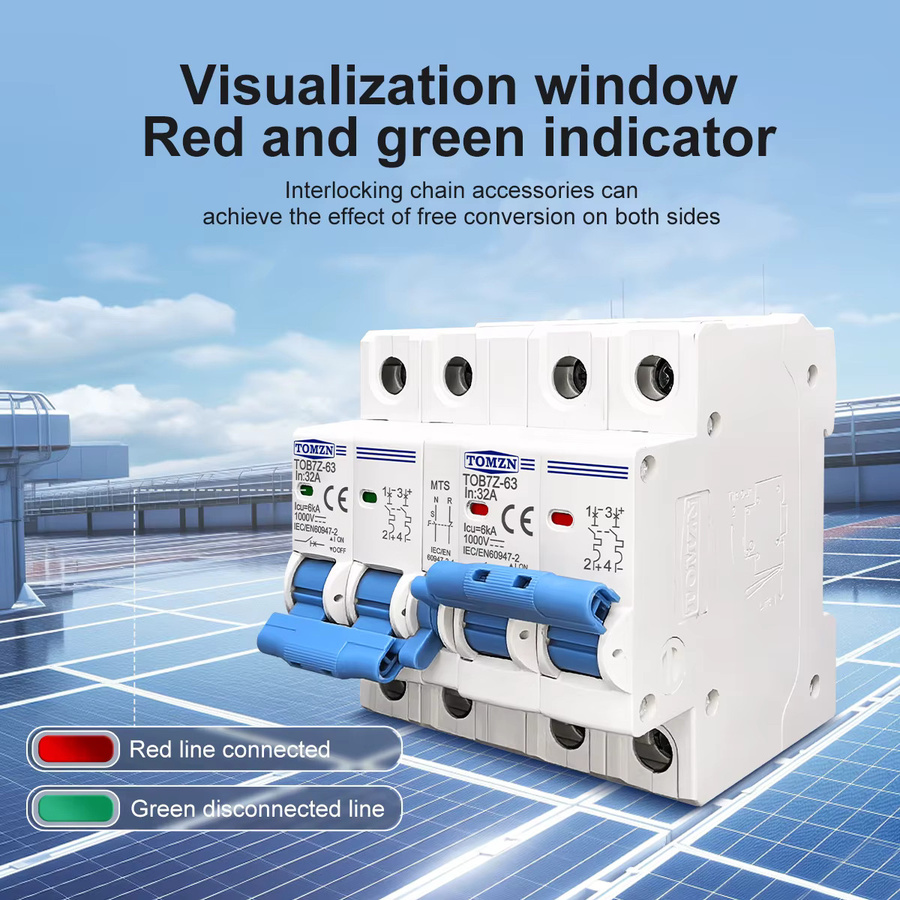 TOMZN Manueller Doppelstrom-Umschalter MCB 2P Plus 2P DC für PV-System, Weiß - Bild 2