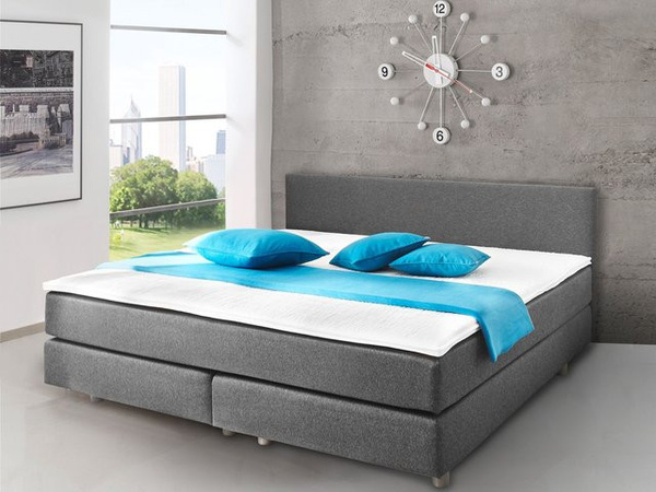 SUN GARDEN Polsterbett ADELAIDE in Boxspringoptik mit Bonell-Federkernmatratze und Topper, Grau, B: 140 cm, L: 200 cm