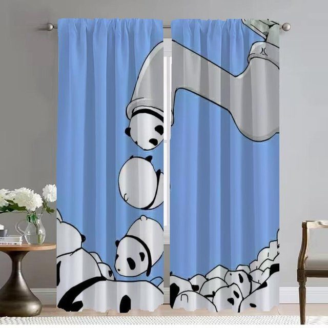 Panda Verdunkelungsvorhänge für das Schlafzimmer, 2 Paneele, Blau, B: 50 cm, H: 70 cm - Bild 1