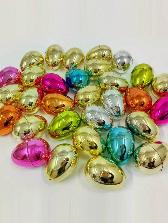 Goldene Hohl-Ostereierschalen aus Kunststoff von MTMA für Bastelarbeiten und Frühlingsfeste - Bild 2