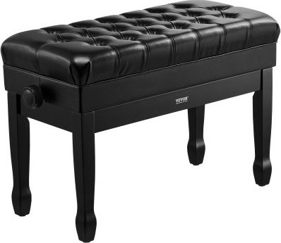 VEVOR Klavierbank aus Holz mit gepolsterter Sitzfläche und Ablagefach in Schwarz, B/T/H: 75,0 x 36,0 x 51,5 cm - Bild 1