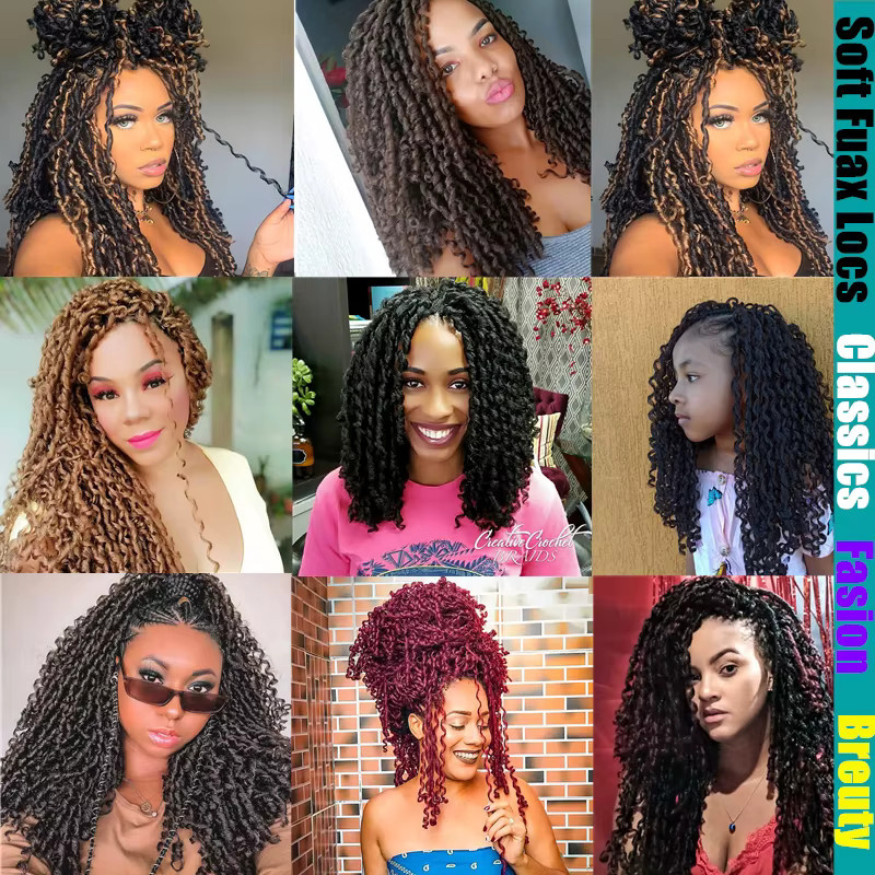 Full Star Faux Locs Häkelzöpfe, schwarz braun - Bild 4