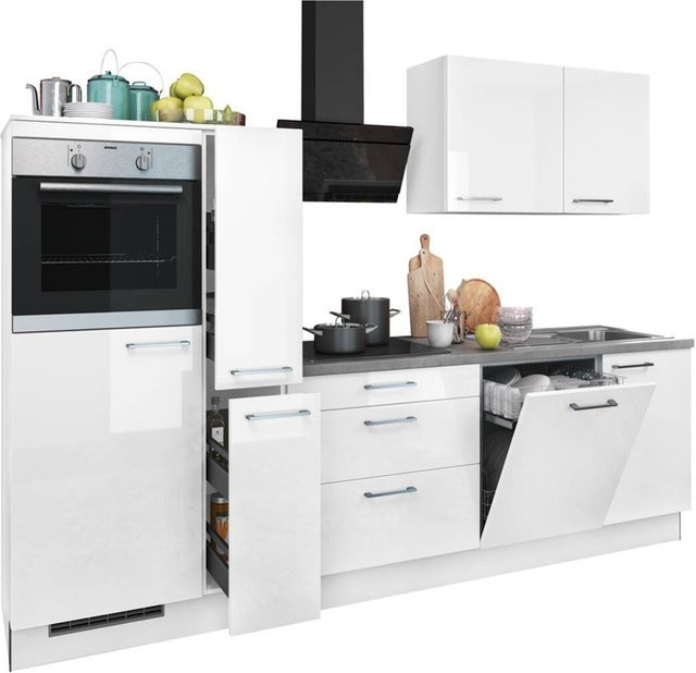 artego Küchenblock Eco links weiß Lack Hochglanz B/T: 280 x 60 cm - Bild 1