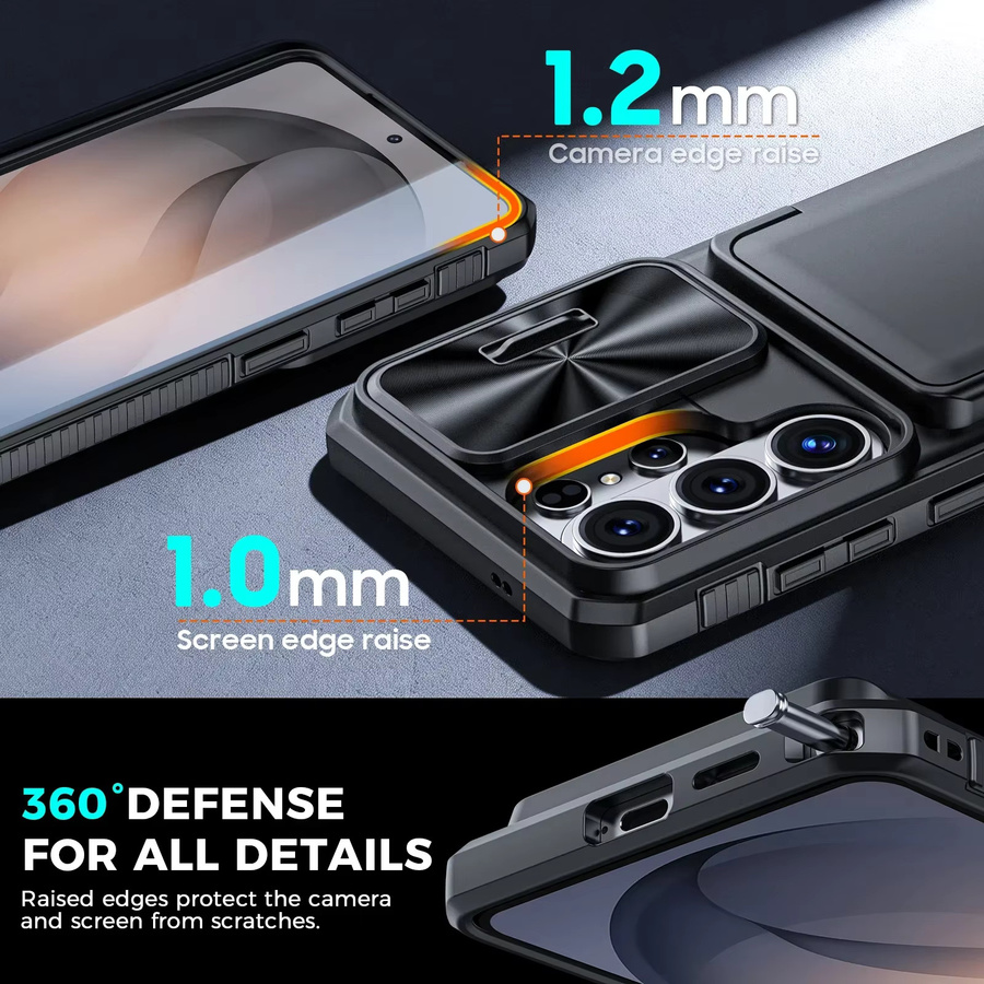 BANGZAO Silikon-Schutzhülle für Galaxy S26 Ultra mit Kartenhalter und RFID-Schutz, Schwarz - Bild 5
