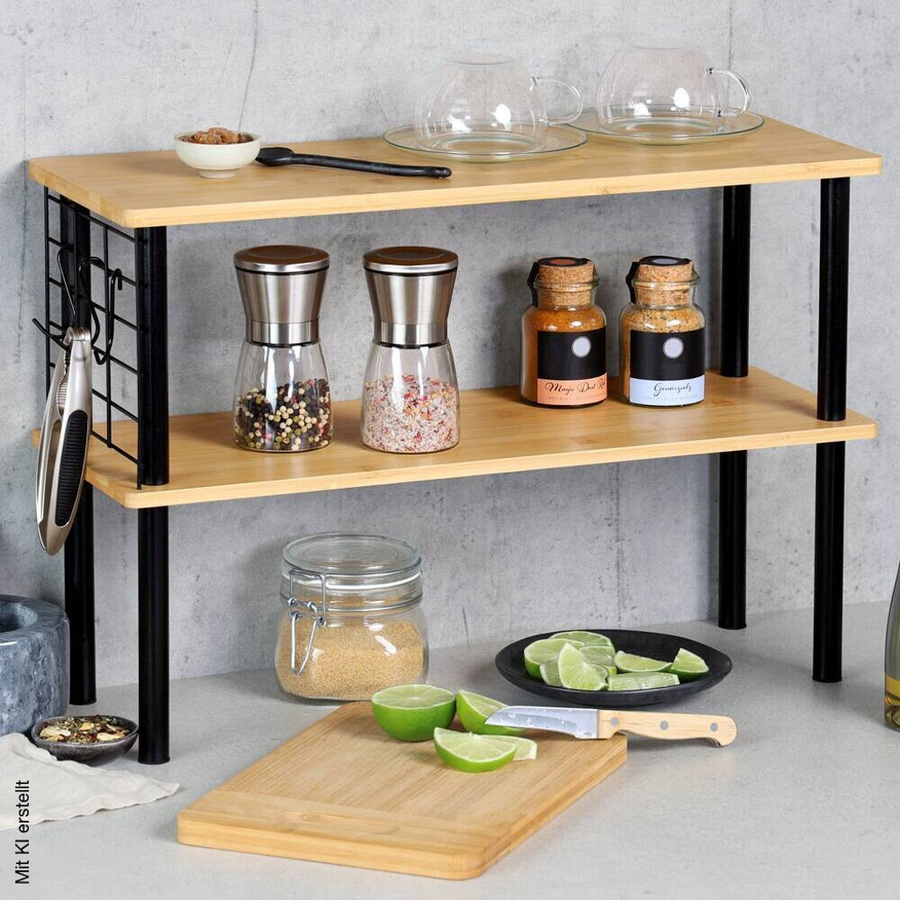 Kesper Küchenregal aus Bambus in Schwarz, modern und freistehend, B/H/T: 20 x 38 x 55 cm - Bild 2
